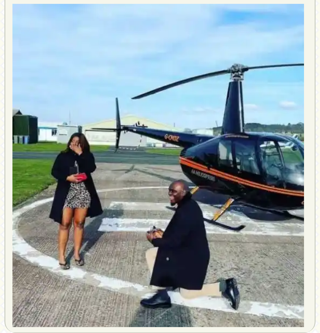 Joy As Nigerian Man Proposes To Girlfriend Of 7 Years With Helicopter. Shares an emotional story