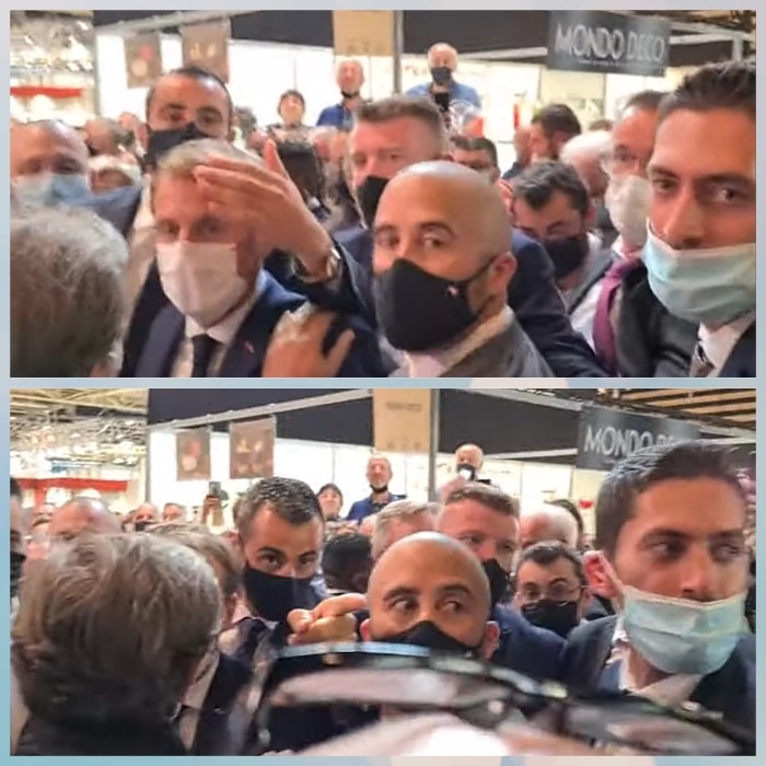 President Macron Hit With An Egg During Campaign At A Restaurant In Lyon (Video)
