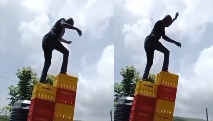 Man crash-lands on concrete and loses consciousness while doing Crate Challenge (Video)