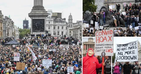 10,000 anti-lockdown protesters gather in London to claim coronavirus is ‘a hoax’