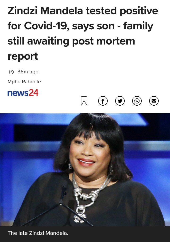 COVID-19: Zindzi Mandela Dies At 59