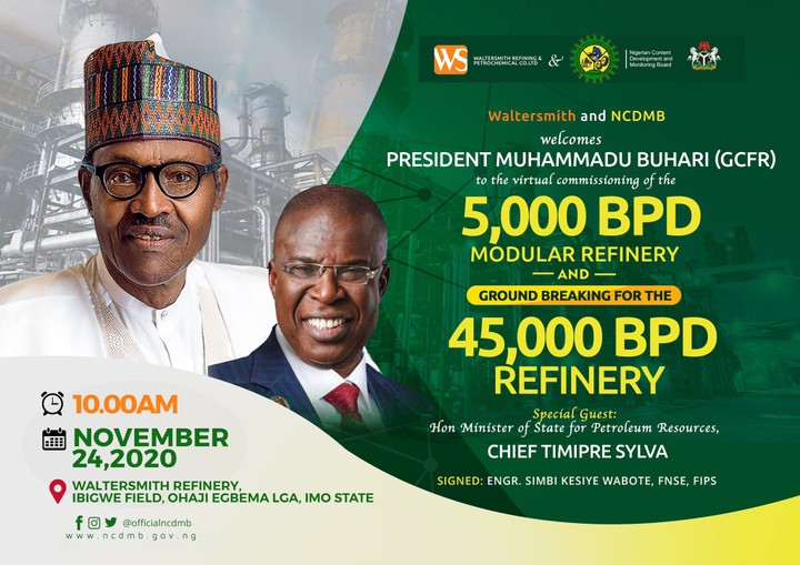 Buhari Commissions Waltersmith Modular Refinery In Ibigwe, Imo State