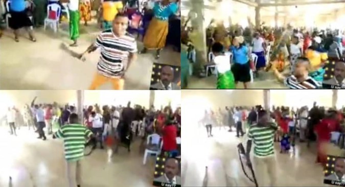 Church members seen praying while armed with different weapons to ‘attack principalities and powers’ (Video)