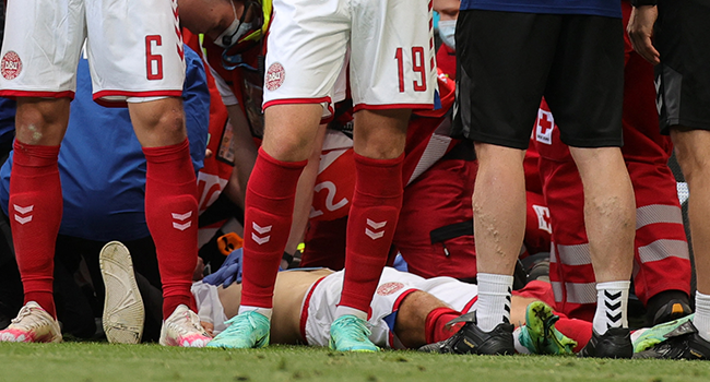 JUST IN: Euro 2020 Match Suspended As Denmark’s Christian Eriksen Collapses On Pitch