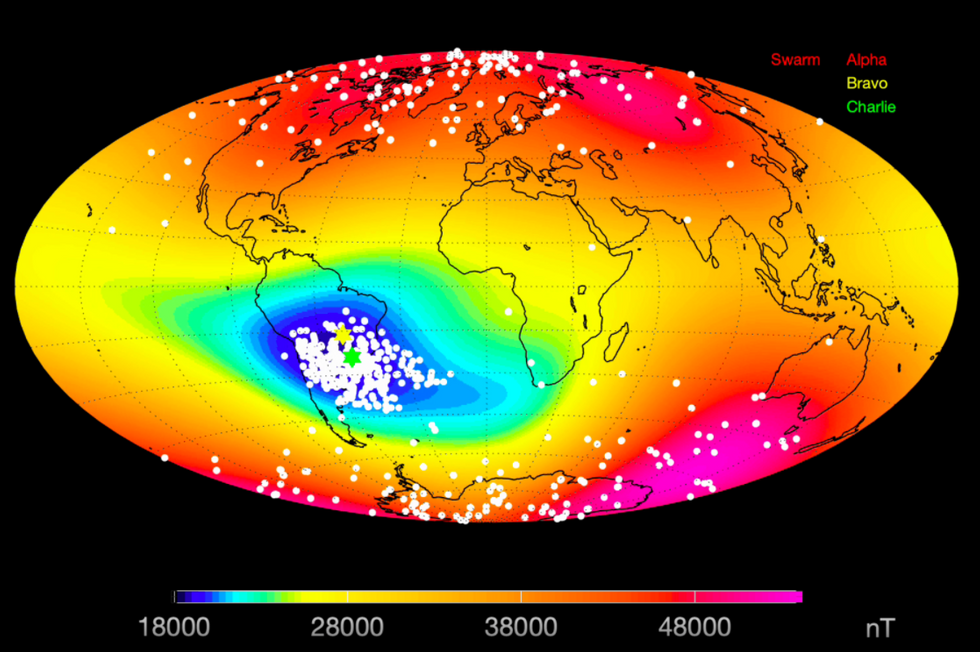 Mystery anomaly weakens Earth’s magnetic field, report scientists