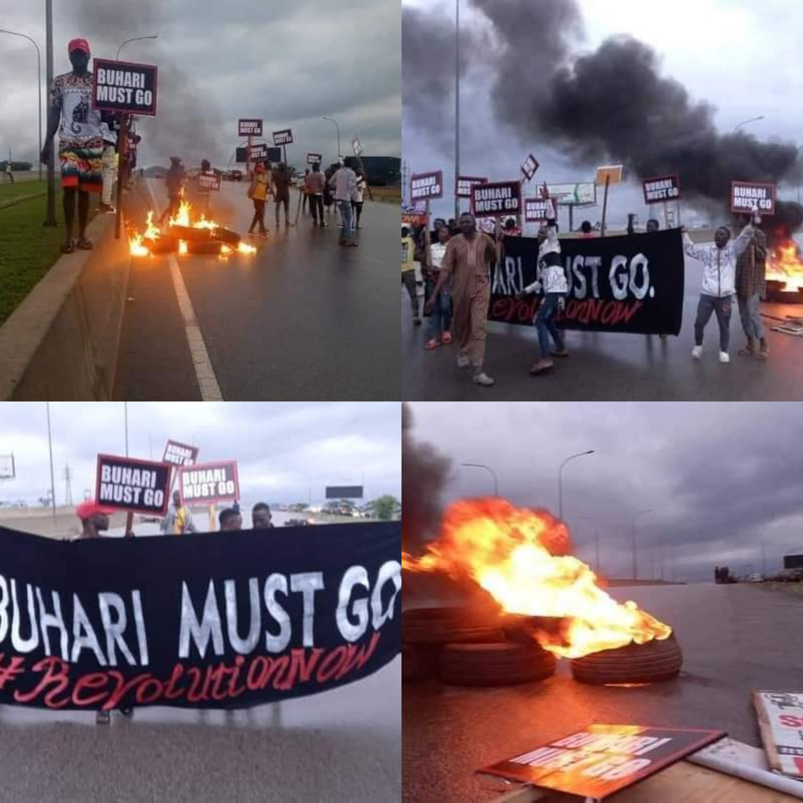 Happening Now! “Buhari must go” protesters take to the streets of Abuja with placards on Nigeria’s 61st Independence Day
