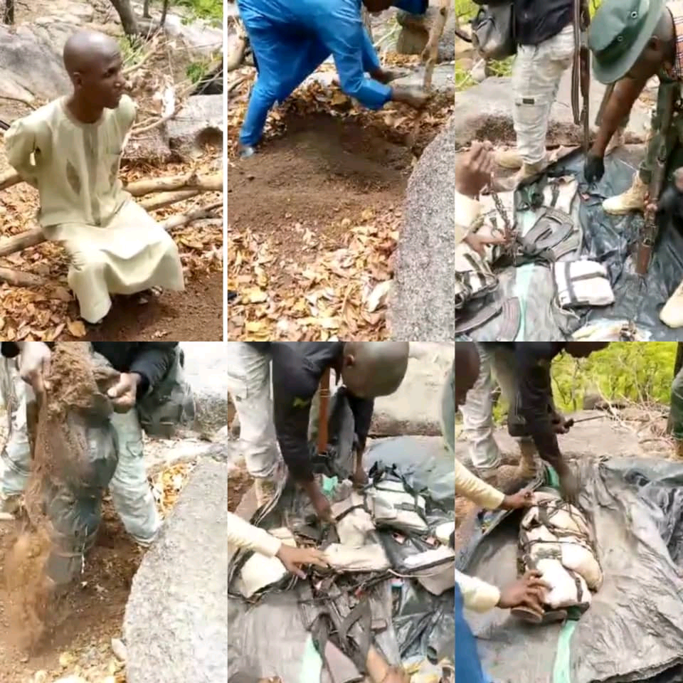 Suspected kidnapper takes security agents to location where he buries the weapons he and his gang members use for their operations (video)