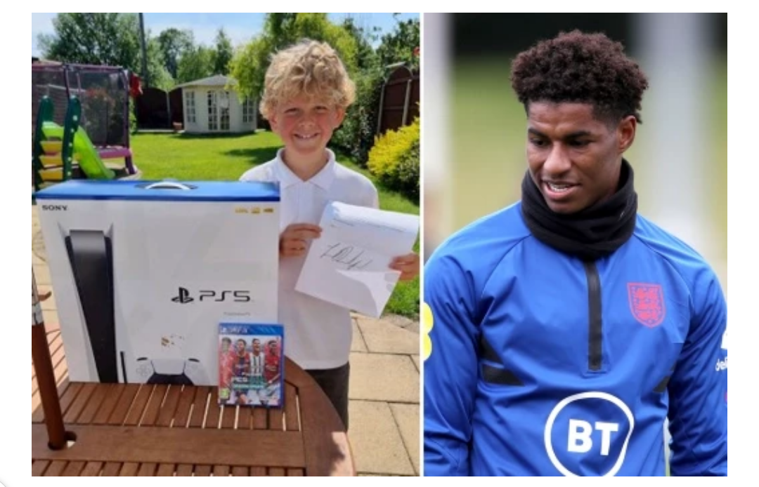 Footballer, Marcus Rashford sends eight-year-old fan a PS5 and ‘Thank You’ letter after he helped set up a food bank in his local community