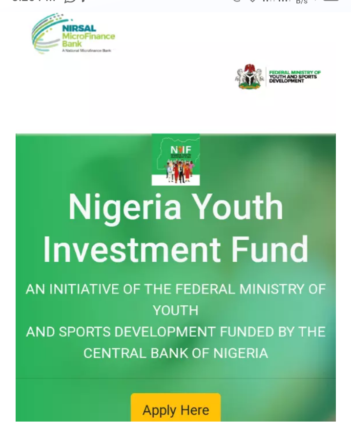If You Applied For The "FG" 75 Billion "NYIF" Fund Kindly, Take Note Of This Vital Information.