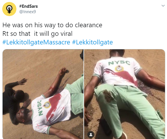 “It was a movie scene” The viral  slained NYSC corps pics is not true! As two men dismissed   report they were killed in Lekki gunfire incident (Video)