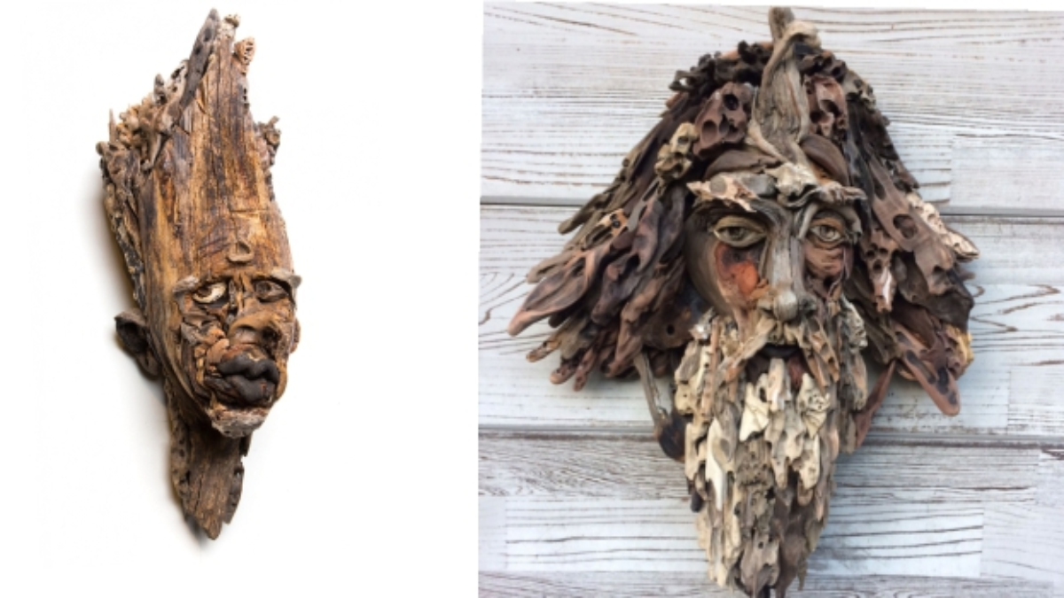 Driftwood Sculptures with Strange Faces by Eyevan Tumbleweed