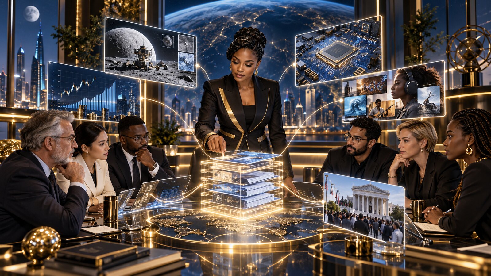 Black female CEO linking verified evidence across lunar science, finance, semiconductor systems, creators and public governance.