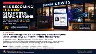 Editorial graphic about John Lewis reporting growth in shopping traffic from AI agents