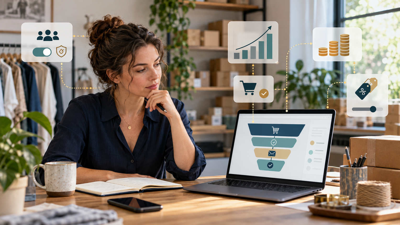 Online Shop Owner Evaluating An Abandoned-Cart Recovery Funnel, Consent Controls, Margin And Discount Cost